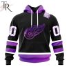 NHL Detroit Red Wings Custom Name Number Black Hockey Fights Cancer Pullover Hoodie