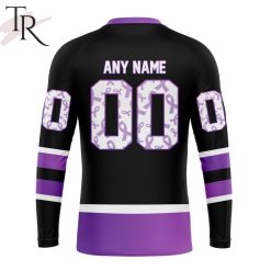 Alternative view of NHL Detroit Red Wings Custom Name Number Black Hockey Fights Cancer Sweatshirt