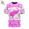 NHL Detroit Red Wings Custom Name Number Breast Cancer Awareness Month T-Shirt
