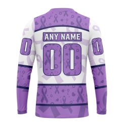 Alternative view of NHL Detroit Red Wings Custom Name Number Lavender Hockey Fights Cancer Sweatshirt