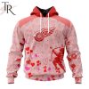 NHL Detroit Red Wings Custom Name x2 Date Valentine Pullover Hoodie