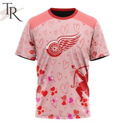NHL Detroit Red Wings Custom Name x2 Date Valentine T-Shirt