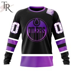 NHL Edmonton Oilers Custom Name Number Black Hockey Fights Cancer Sweatshirt