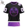 NHL Edmonton Oilers Custom Name Number Black Hockey Fights Cancer T-Shirt