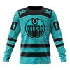 NHL Edmonton Oilers Custom Name Number Fight Ovarian Cancer Sweatshirt