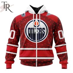 NHL Edmonton Oilers Custom Name Number Valentine Gift Zip Up Hoodie