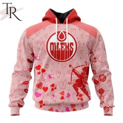 NHL Edmonton Oilers Custom Name x2 Date Valentine Pullover Hoodie