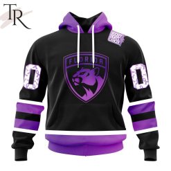 NHL Florida Panthers Custom Name Number Black Hockey Fights Cancer Pullover Hoodie