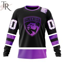 NHL Florida Panthers Custom Name Number Black Hockey Fights Cancer Sweatshirt