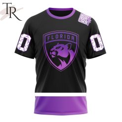 NHL Florida Panthers Custom Name Number Black Hockey Fights Cancer T-Shirt