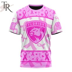 NHL Florida Panthers Custom Name Number Breast Cancer Awareness Month T-Shirt