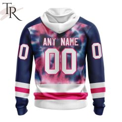 Alternative view of NHL Florida Panthers Custom Name Number Fight Breast Cancer Tie Dye Zip Up Hoodie