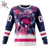 NHL Florida Panthers Custom Name Number Fight Breast Cancer Tie Dye Sweatshirt
