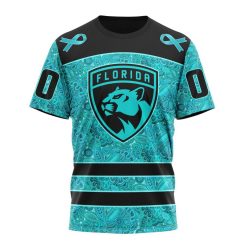 NHL Florida Panthers Custom Name Number Fight Ovarian Cancer T-Shirt