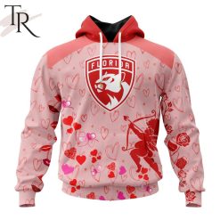 NHL Florida Panthers Custom Name x2 Date Valentine Pullover Hoodie