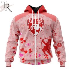 NHL Florida Panthers Custom Name x2 Date Valentine Zip Up Hoodie