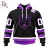 NHL Los Angeles Kings Custom Name Number Black Hockey Fights Cancer Pullover Hoodie