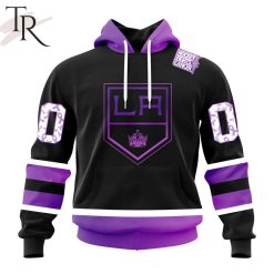 NHL Los Angeles Kings Custom Name Number Black Hockey Fights Cancer Pullover Hoodie