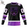 NHL Los Angeles Kings Custom Name Number Black Hockey Fights Cancer Sweatshirt