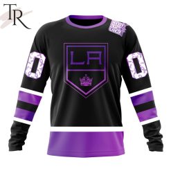 NHL Los Angeles Kings Custom Name Number Black Hockey Fights Cancer Sweatshirt