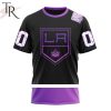NHL Los Angeles Kings Custom Name Number Black Hockey Fights Cancer T-Shirt
