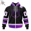 NHL Los Angeles Kings Custom Name Number Black Hockey Fights Cancer Zip Up Hoodie