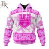NHL Los Angeles Kings Custom Name Number Breast Cancer Awareness Month Pullover Hoodie
