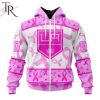 NHL Los Angeles Kings Custom Name Number Breast Cancer Awareness Month Zip Up Hoodie