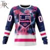 NHL Los Angeles Kings Custom Name Number Fight Breast Cancer Tie Dye Sweatshirt