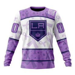 NHL Los Angeles Kings Custom Name Number Lavender Hockey Fights Cancer Sweatshirt