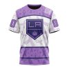 NHL Los Angeles Kings Custom Name Number Lavender Hockey Fights Cancer T-Shirt