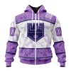 NHL Los Angeles Kings Custom Name Number Lavender Hockey Fights Cancer Zip Up Hoodie