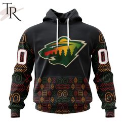 NHL Minnesota Wild Custom Name Number Black History Month Pullover Hoodie
