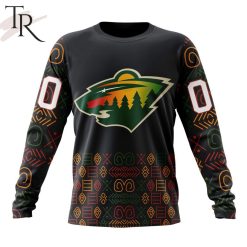 NHL Minnesota Wild Custom Name Number Black History Month Sweatshirt