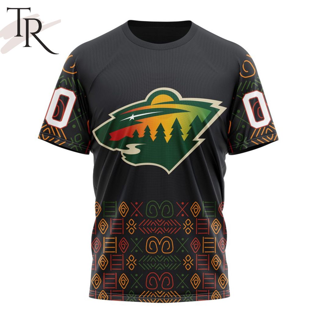 NHL Minnesota Wild Custom Name Number Black History Month T-Shirt