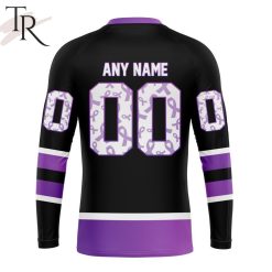 Alternative view of NHL Minnesota Wild Custom Name Number Black Hockey Fights Cancer Sweatshirt