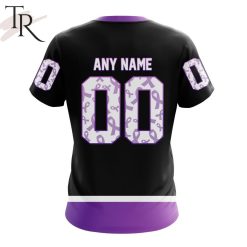 NHL Minnesota Wild Custom Name Number Black Hockey Fights Cancer T-Shirt - Image 2