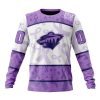 NHL Minnesota Wild Custom Name Number Lavender Hockey Fights Cancer Sweatshirt