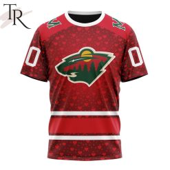 NHL Minnesota Wild Custom Name Number Valentine Gift T-Shirt