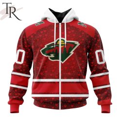 NHL Minnesota Wild Custom Name Number Valentine Gift Zip Up Hoodie