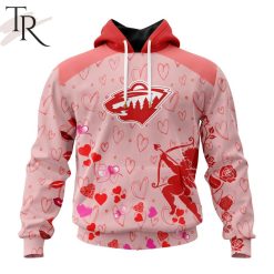 NHL Minnesota Wild Custom Name x2 Date Valentine Pullover Hoodie