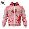 NHL Minnesota Wild Custom Name x2 Date Valentine Zip Up Hoodie