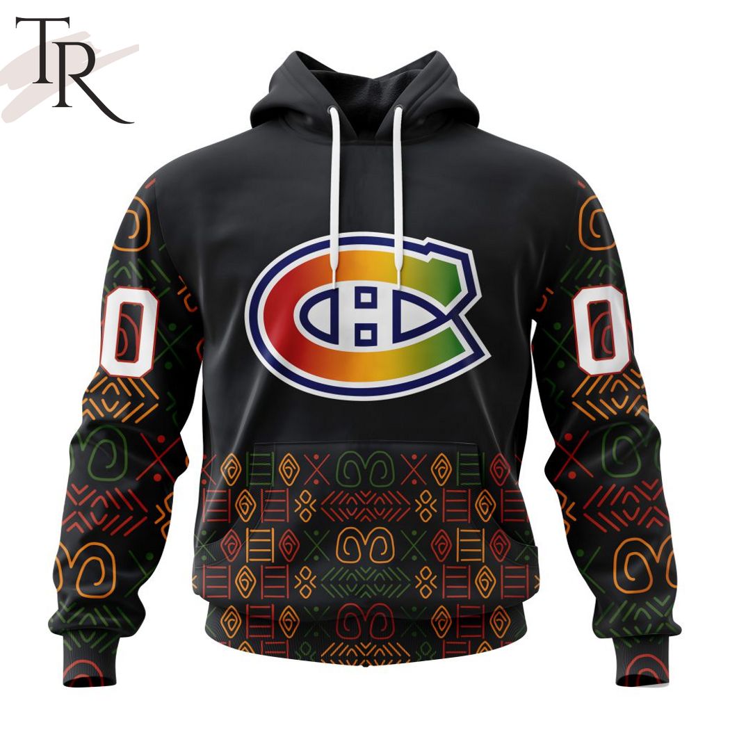 NHL Montreal Canadiens Custom Name Number Black History Month Pullover Hoodie