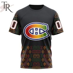 NHL Montreal Canadiens Custom Name Number Black History Month T-Shirt