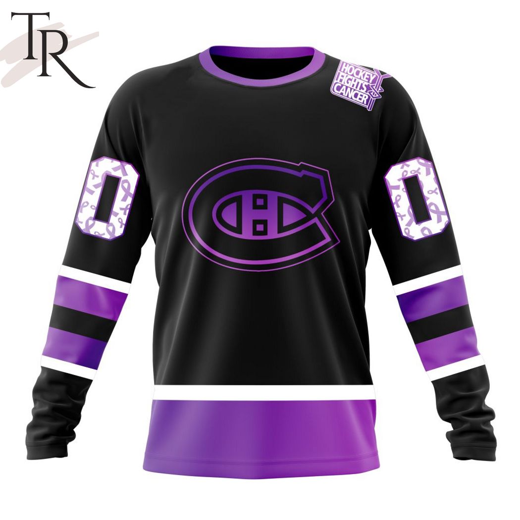 NHL Montreal Canadiens Custom Name Number Black Hockey Fights Cancer Sweatshirt