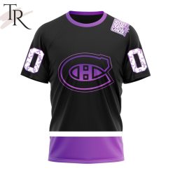 NHL Montreal Canadiens Custom Name Number Black Hockey Fights Cancer T-Shirt