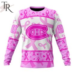 NHL Montreal Canadiens Custom Name Number Breast Cancer Awareness Month Sweatshirt