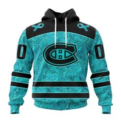 NHL Montreal Canadiens Custom Name Number Fight Ovarian Cancer Pullover Hoodie