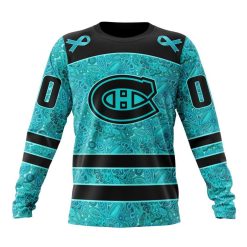 NHL Montreal Canadiens Custom Name Number Fight Ovarian Cancer Sweatshirt