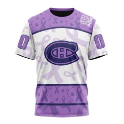 NHL Montreal Canadiens Custom Name Number Lavender Hockey Fights Cancer T-Shirt